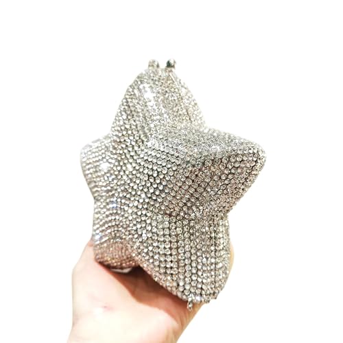 Image of Women Rhinestone Star Shape Clutch Purse Unique Crystal Evening Bag Luxury Chain Handbag for Wedding Cocktail Party | Rhinestone