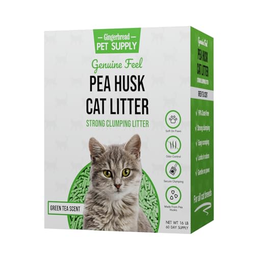Gingerbread Pet Supply Premium Pea Husk Scented Cat Litter for Happy and Healthy Cats. (16 lbs)(Green Tea)
