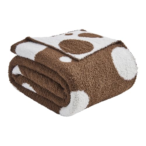 Image of CozeCube Reversible Knit Throw Blanket, Brown White Polka Dot, 60 inchx80 inch