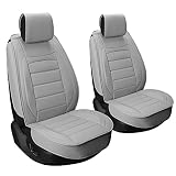 Sanwom Universal Leather Car Seat Covers Front Gray 2Pcs Waterproof Vehicle Seat Covers - Leatherett
