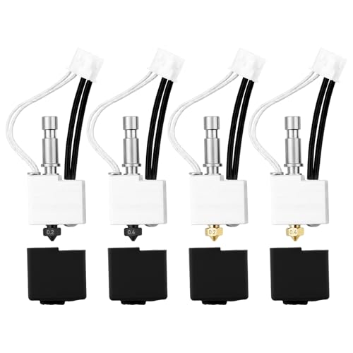 3D Printer S1C Hotend 4Pack Hardened Hotend for Kobra S1 Combo 0.2mm+0.4mm(Hardened Steel) Hotend +0.2mm+0.4mm(Brass Hotend) Stainless Steel Print Head Extruder Kit Hot End for Kobra S1 Combo/ACE Pro