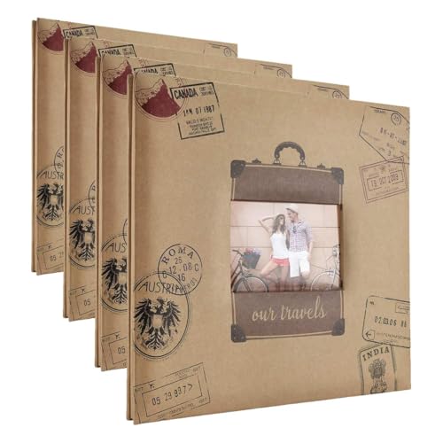 Image of MCS Expandable 10-Page Scrapbook Album with 12 x 12 Inch Pages, 13.5 x 12.5 Inch, Travel (Pack of 4)