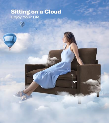 Image of Welzona 3-Layers Cloud Loveseat Sofa, 51 inch Small Couch, Teddy Small Sofa