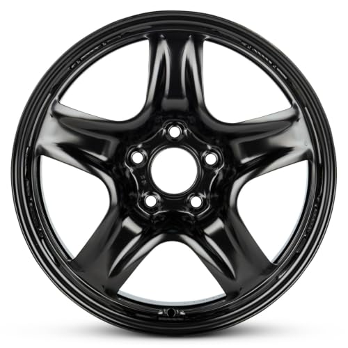 17x7.5 in Steel Wheel Rim 5 Lug 114.3mm 44mm Offset 67.1mm CB| Powder-Coated Black finish Fits 2010-2012 Ford Fusion | N