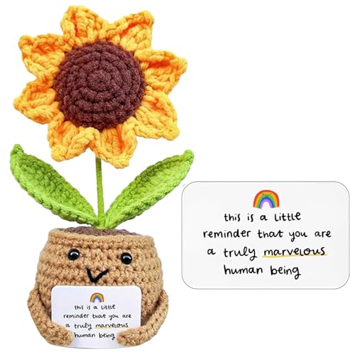 Handmade Crochet Sunflower Gift, Positive Sunflower Crochet Thank You Gift, Decor For Desk, Birthday For Women, Teacher Appreciation, Mothers Day, Graduation - Image 8