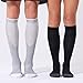 FITRELL 3 Pairs Compression Socks for Women and Men 20-30mmHg- Circulation and Muscle Support Socks for Travel, Running, Nurse, Knee High, Medical Black+White+Grey Small-Medium