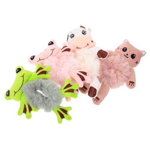 Ipetboom 4 Piezas sostenedor de de caballo scrunchy Scrunchies peludos para mujeres lazo de pelo de felpa accesorios para el cabello para mujeres gomas para mujer anillo para el pelo