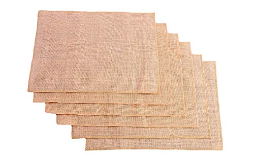 Jucos Burlap Placemat Set Of 6 Size 12" X 18"- Burlap Placemats -Sewn Edges High Density -Rustic Natural Jute Thanksgiving #TOP4