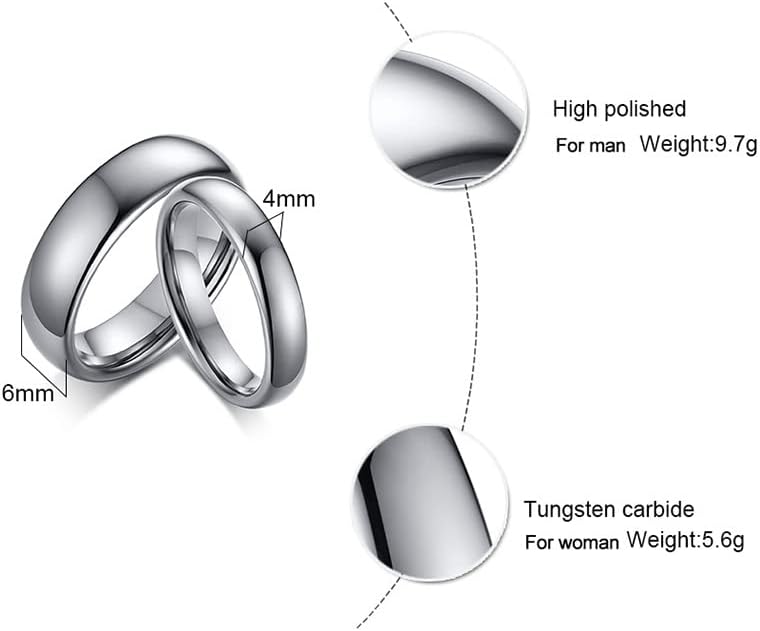 Personalized Couple Rings for him Her,Custom Engrave Name Stainless Steel/Tungsten His and Her Matching Promise Wedding Ring Set for Men Women bf gf, Customized Gifts for Valentine's Day