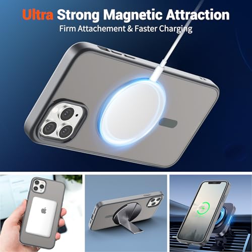 Image of SUPFINE Magnetic for iPhone 11 Pro Max Case Gray | (Compatible with MagSafe)(Military Grade Drop Protection)Shockproof Translucent Matte Phone Cover
