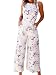 FANCYINN Women Floral Print Backless Long Jumpsuits Playsuit Wide Leg White S