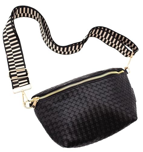 Modern+Chic Rory Oversized Crisscross Belt Bag for Women, Vegan Leather Crossbody Bag with Strap and Multiple Pockets - Main Image