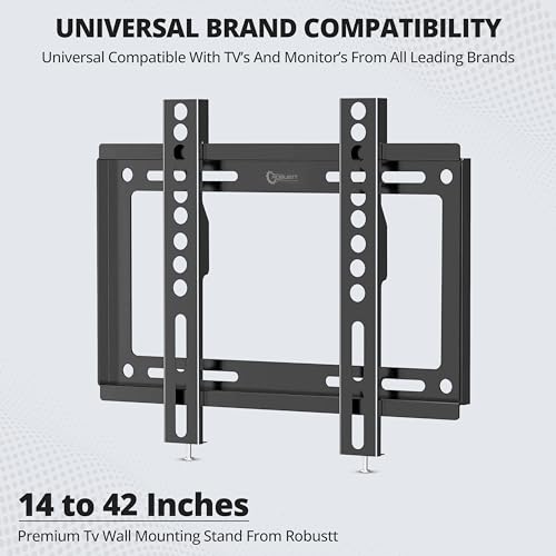 Image of Heavy Duty TV Wall Mount Bracket for 14-42 Inches LED /HD /Smart TV�s, Universal Fixed TV Wall Mount Stand (Pack of 2)