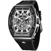 Paras Crown Watches for Men Luxury Fashion Analog 50M Waterproof Sports Watch with Tonneau Dial Luminous Quartz Business Wrist Watch
