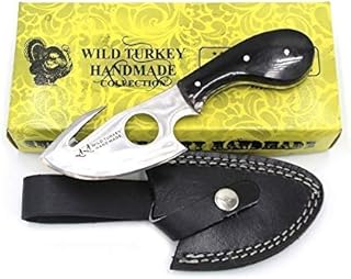 Wild Turkey Handmade Camel Bone Handle Fixed Blade Gut Hook Skinner Hunting Knife Outdoors Camping Fishing (Horn) - Wild Turkey Handmade