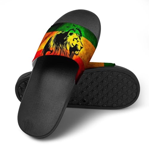 Jamaican Lion Flag Pattern PVC Home Slippers Non-Slip Shower Sandals Summer Indoor Outdoor Beach for Men And Women3