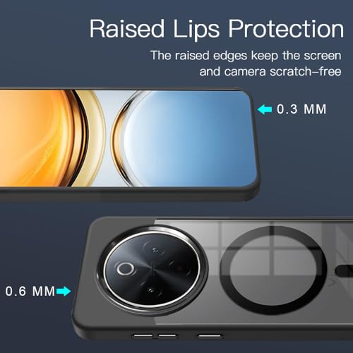 Image of KARWAN Translucent Hybrid Back Case Cover Compatible with Vivo Y300 Pro Shockproof Case with Camera Protection, N52 Magnet Cover Case with Magnetic MagEaze Wireless Charging Cover (Black)