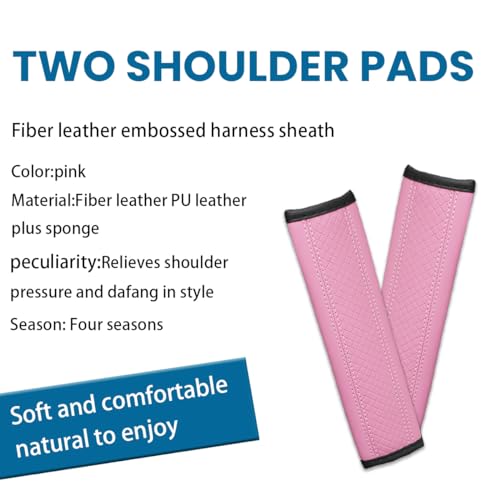 Image of Osilly Car Seat Belt Pads, 2 Pack Fiber Leather Seatbelt Shoulder Strap Covers, More Comfort Driving & Protect Your Neck, Universal Safety Strap Cover for Auto SUV Truck Airplane Backpack (Pink)