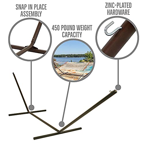 Castaway Living 13 Ft. Double Traditional Cotton Rope Hammock With 15 Ft. Heavy Duty Hammock Stand, Accommodates Two People With A Weight Capacity Of 450 Lbs. #TOP2