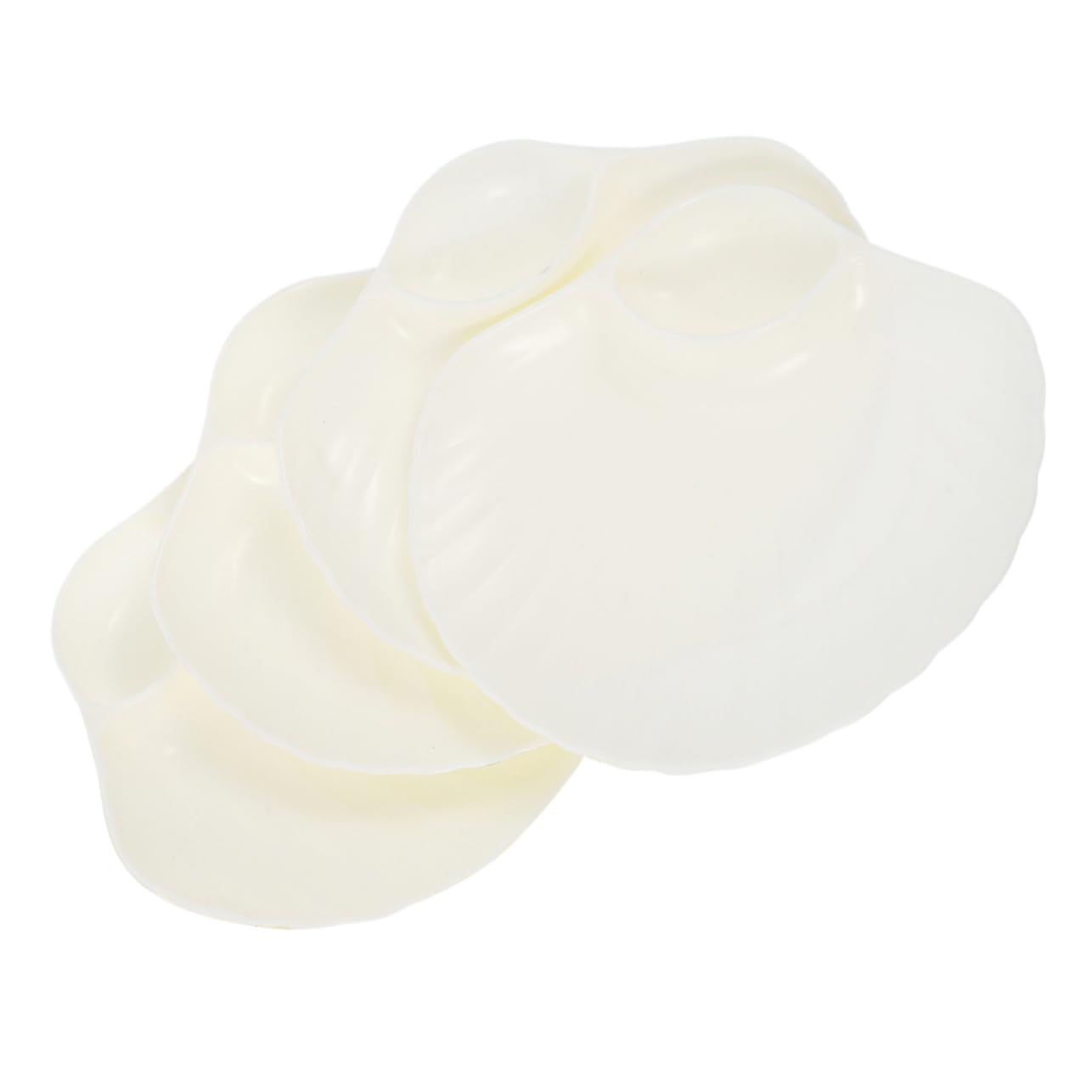 Hemobllo 4Pcs Shell Shaped Dumpling Plate Food Serving Platter with Sauce Compartment Versatile Tray for Sushi Appetizers and Snacks Pearl
