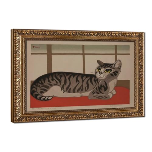 Toile de chat Inagaki Tomoo décorative : embellissez votre bureau avec ce cadre suspendu