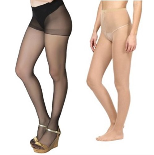 cotson ;lasting wear in every pair Cotson Women's/Girls Skin Black Waist High Stocking New Soft Stretch PantyHose Fashion Tights (Pack of 2)-picture-14