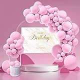 115 Pcs Macaron Pink Balloons Arch Kit 12inch 5inch 10inch 18inch Pastel Light Pink Balloon Garland Kit for Birthday Baby Girl Shower Decorations Wedding