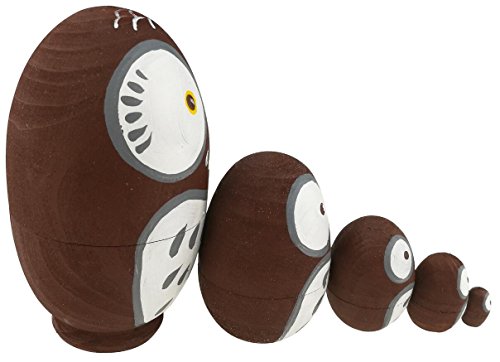 Cute Egg Shape Animal Theme Handmade Wooden Russian Nesting Dolls Matryoshka Dolls Set 5 Pieces For Kids Toy Birthday Christmas Easter Gift Home Decoration-Owl #TOP1