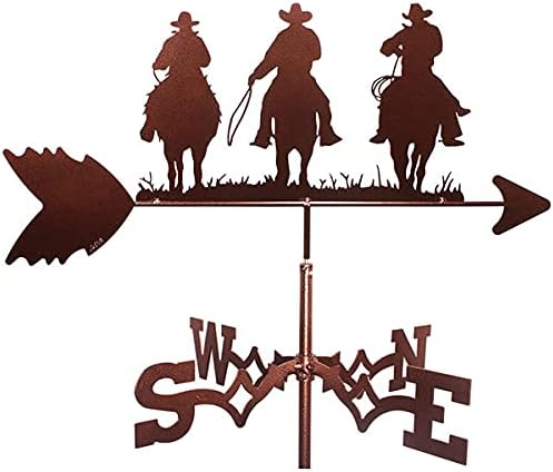 VARAKA Weathervane Three Cowboy Weather Vane, Stainless Steel Wind Vane Weather Vane Figurine, Practical Wind Direction Indicator, Measuring Tools Farm Scene Home Outdoor Garden Crafts Ornament