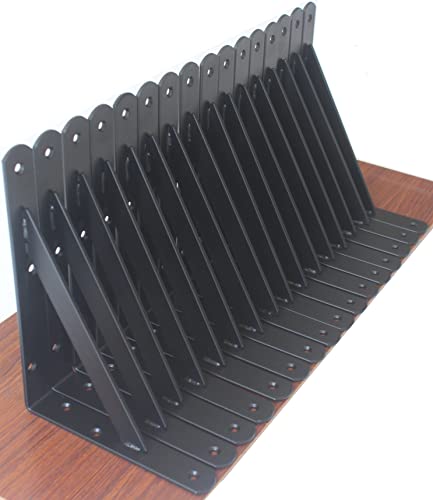 16 Pack L8" X H 6" Black Heavy Duty Shelf Brackets With Screws Metal Shelf Brackets Shelf Support Angle Brackets For Shelves L Brackets Heavy Duty Floating Shelf Brackets #TOP2