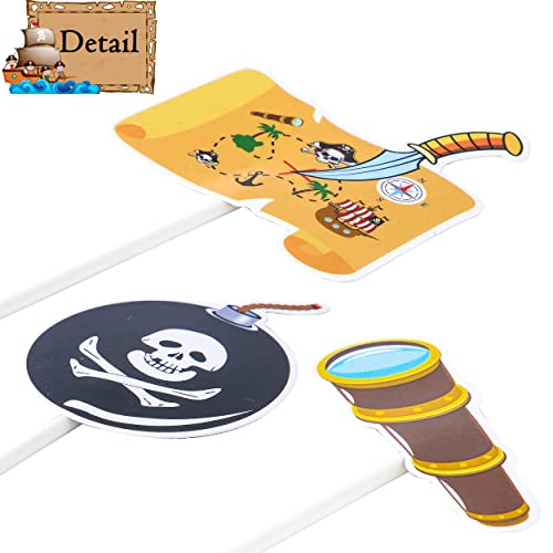36Pcs Pirate Cupcake Toppers Pirate Party Decoration Nautical Sailing Cake Cupcake Picks For Pirate Theme Birthday Party Baby Shower Supplies #TOP4
