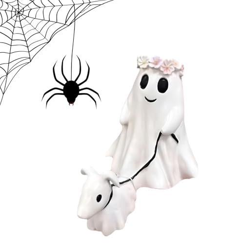 Ajuanbazha Figurine de chien fantôme d'Halloween en résine, nouvelle décoration d'Halloween