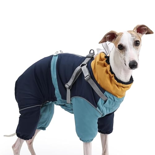 犬用シャークフィン冬用ジャケット、厚手で暖かい反射犬用コート、シャーク、冬用フリース犬用コート、ハーネスクリップ、ジッパー付き、小型・中型・大型犬用,ブルー,XL