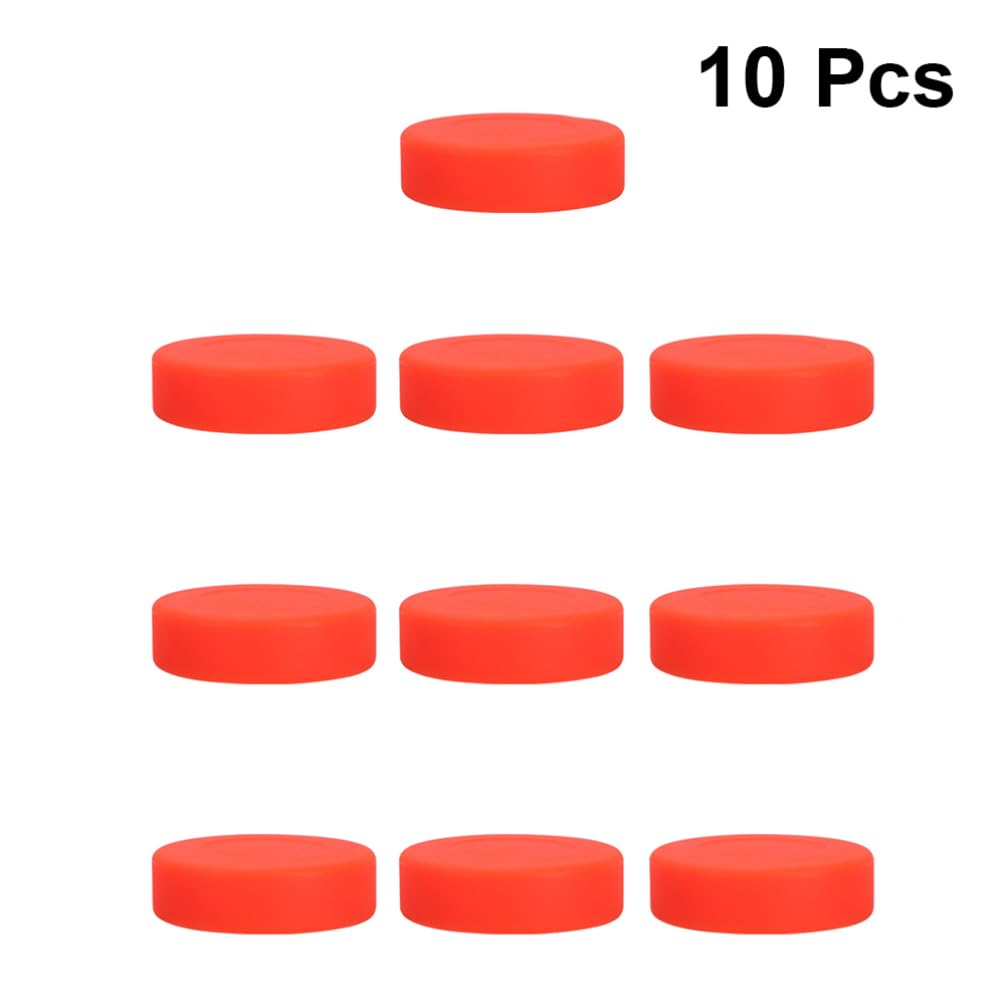 POPETPOP Rondelles de Hockey Glace 10 Pièces en Caoutchouc Rouge, Ronde