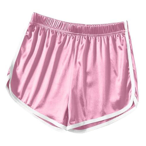 Womens Satin Booty Shorts Sexy Retro Dolphin Shorts Sports Cheerleading Gymnastics Yoga Gym Running Short Pants
