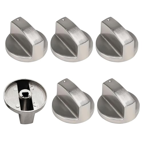 VZU Juego de 6 pomos universales de 0° para estufa de gas, pomos de repuesto de 6 mm, control preciso de temperatura, interruptor de superficie de metal duradero, perillas adaptadoras para estufas de