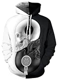 OWMMIZ Unisex Novelty Hoodies 3D Print Graphic Hooded Pullover Sweatshirt Pocket Large-X-Large White Black Grey