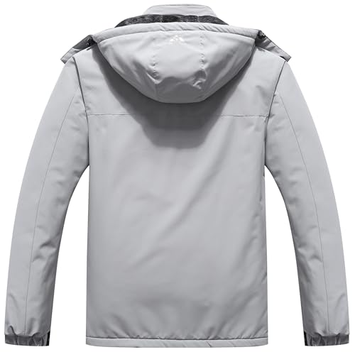 Image of Men's Mountain Winter Coat Warm Fleece Ski Snow Jacket Waterproof Raincoat with Hood