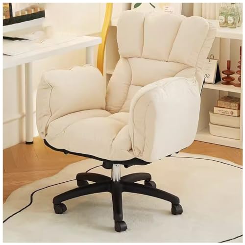 Chaise de bureau confortable inclinable avec dossier et roulettes pour fauteuil de jeu beige