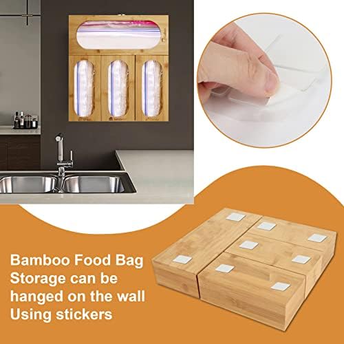 Ziplock Bag Storage Organizer - Food Baggie Dispenser Kitchen Drawer Bamboo Holder Compatible with Most Brands of Gallon , Quart , Sandwich , Candy and Snack Bags
