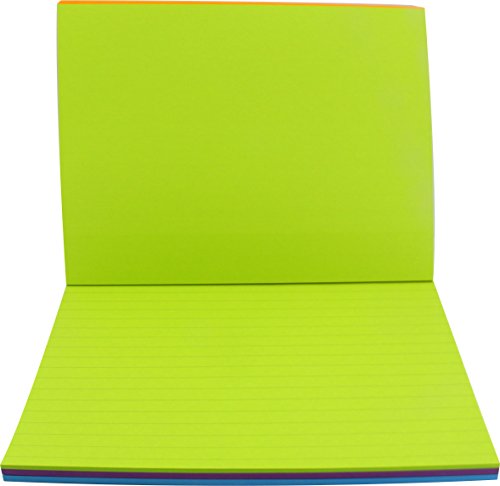4A Notas adesivas, 15 x 20 cm, tamanho grande, 7 cores neon sortidas, forrado, notas autoadesivas, 2