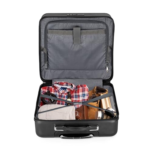 Image of Dusky Hard Top Trolley Bag 45cm with 15.4 inch Padded Laptop Compartment, 3 Dial Lock, Spinner Wheels, Cabin Size Lightweight Overnighter Travel Luggage Suitcase (Black)