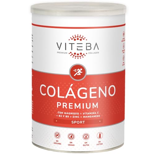Viteba Colágeno Hidrolizado Puro en Polvo Sabor Neutro 330 g para Deportistas - Péptidos de Colageno Tipo 1 y 3 con Vitamina C Magnesio y Zinc para Fortalecer Articulaciones y Músculos - Sport