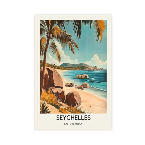 QZFNCOYU Poster sur toile des Seychelles - Décoration murale pour salon, chambre à coucher - 30 x 45 cm