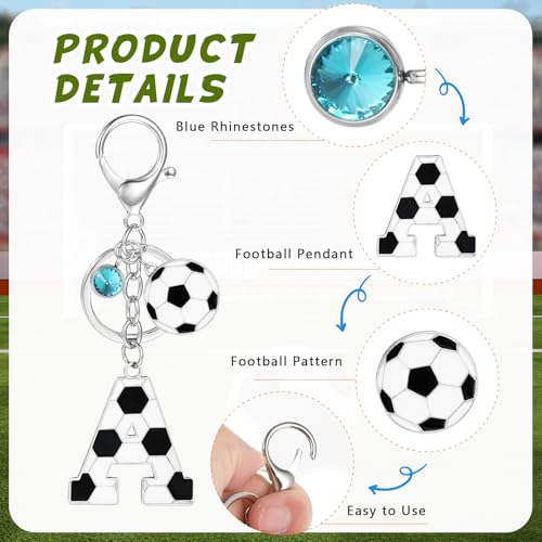 MWOOT Llavero Futbol de Letra Inicial, Llavero Nombre con Colgante de Fútbol para Niño Niña, Llaveros de Regalo para Amantes del Fútbol para Bolso Mochila Llave de Coche y Puerta(A) - imagen 3