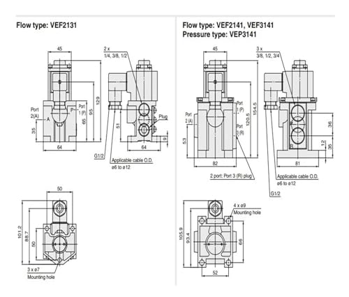 Électro-pneumatique proportionnel VEF2121-1-03 contrôle débit précis