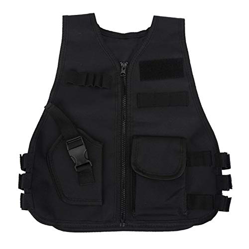 LLTT Breathable Tarnung Jagdweste Kinder Kinder Armee Tactic Weste-Westen-Schutz-Außen Jungle Games Ausrüstung Strong (Color : Black, Size : S) Cover