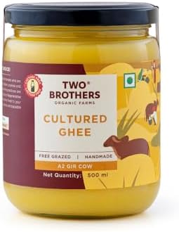 A2 Ghee Butter Organic Grass Fed from Gir Cow | Gut Friendly | Healthy Butter Alternative | Non-GMO, Lactose-Free, Keto Friendly – 16 Oz from Two Brothers Organic Farms
