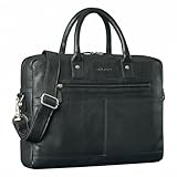 STILORD Gonzalo Business Aktentasche Herren Leder Groß Laptoptasche 15.6 bis 16 Zoll Sehr Große Umhängetasche für DIN A4 Ordner Arbeitstasche mit Trolley-Halterung Echtleder Farbe:schwarz