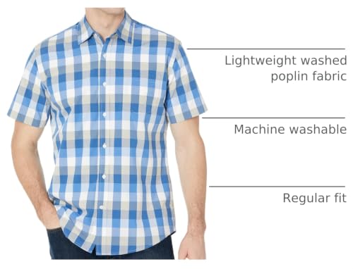 Image of Amazon Essentials Men's Regular-Fit Short-Sleeve Poplin Shirt, Collared, Washed